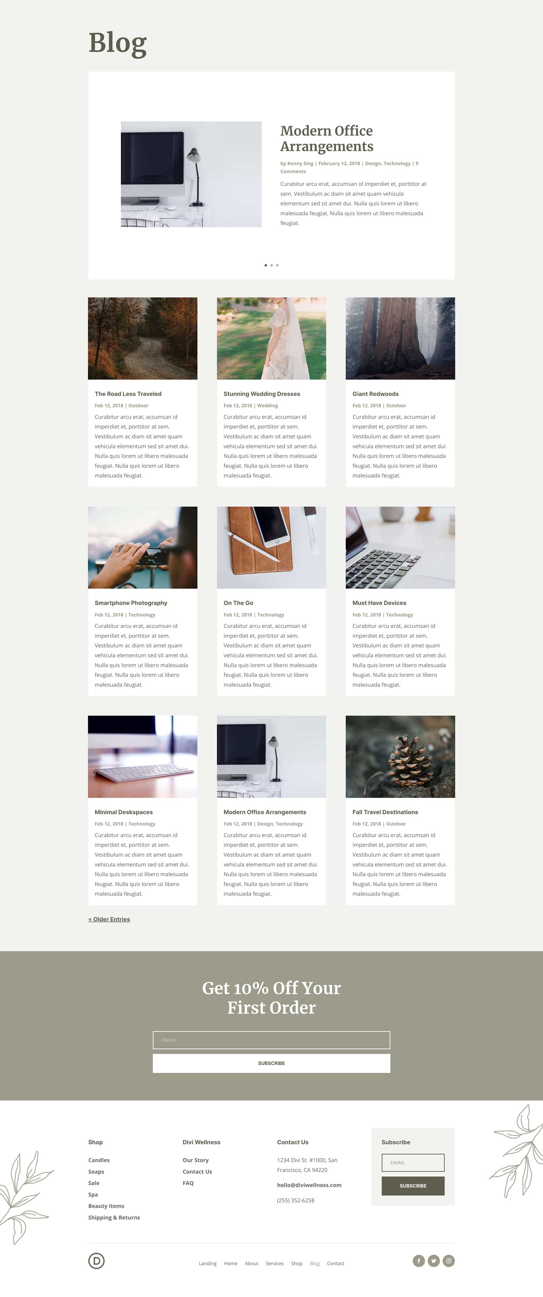 Wellness Blog Page Divi Layout by Elegant Themes