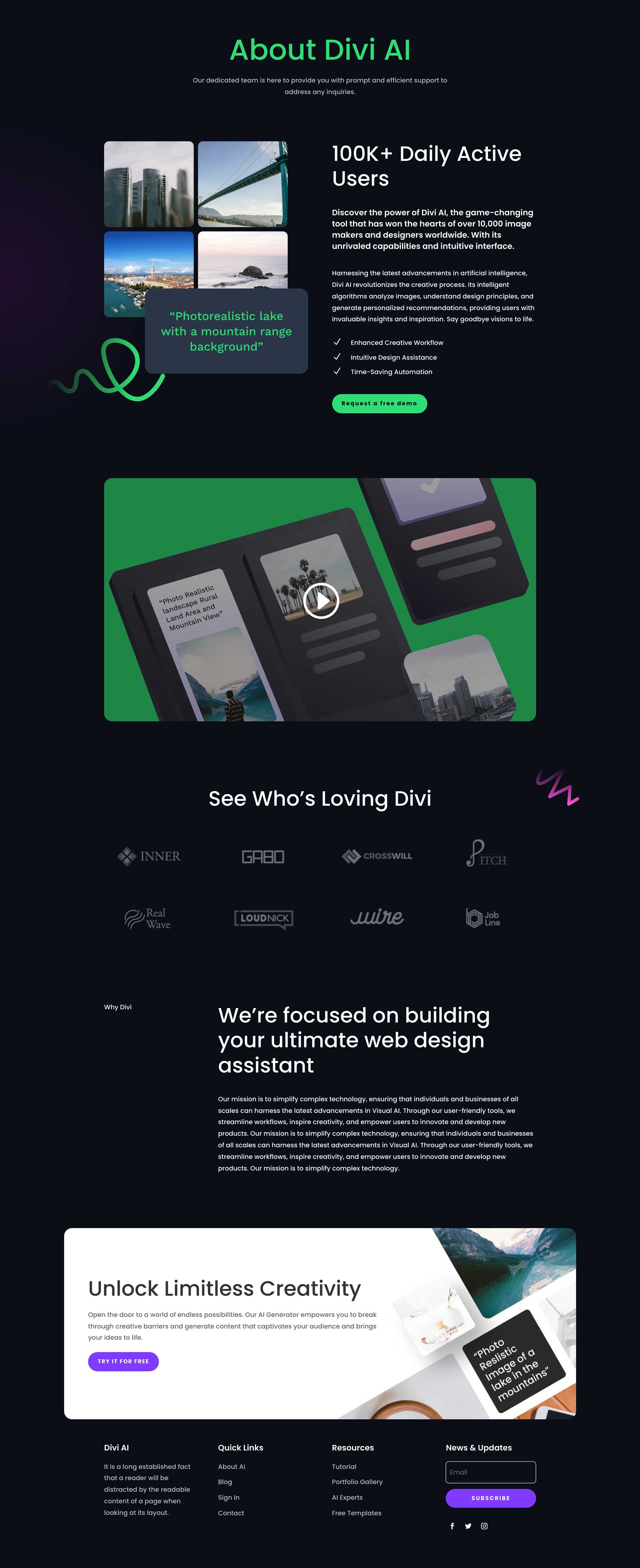 AI Generator About Page Divi Layout by Elegant Themes