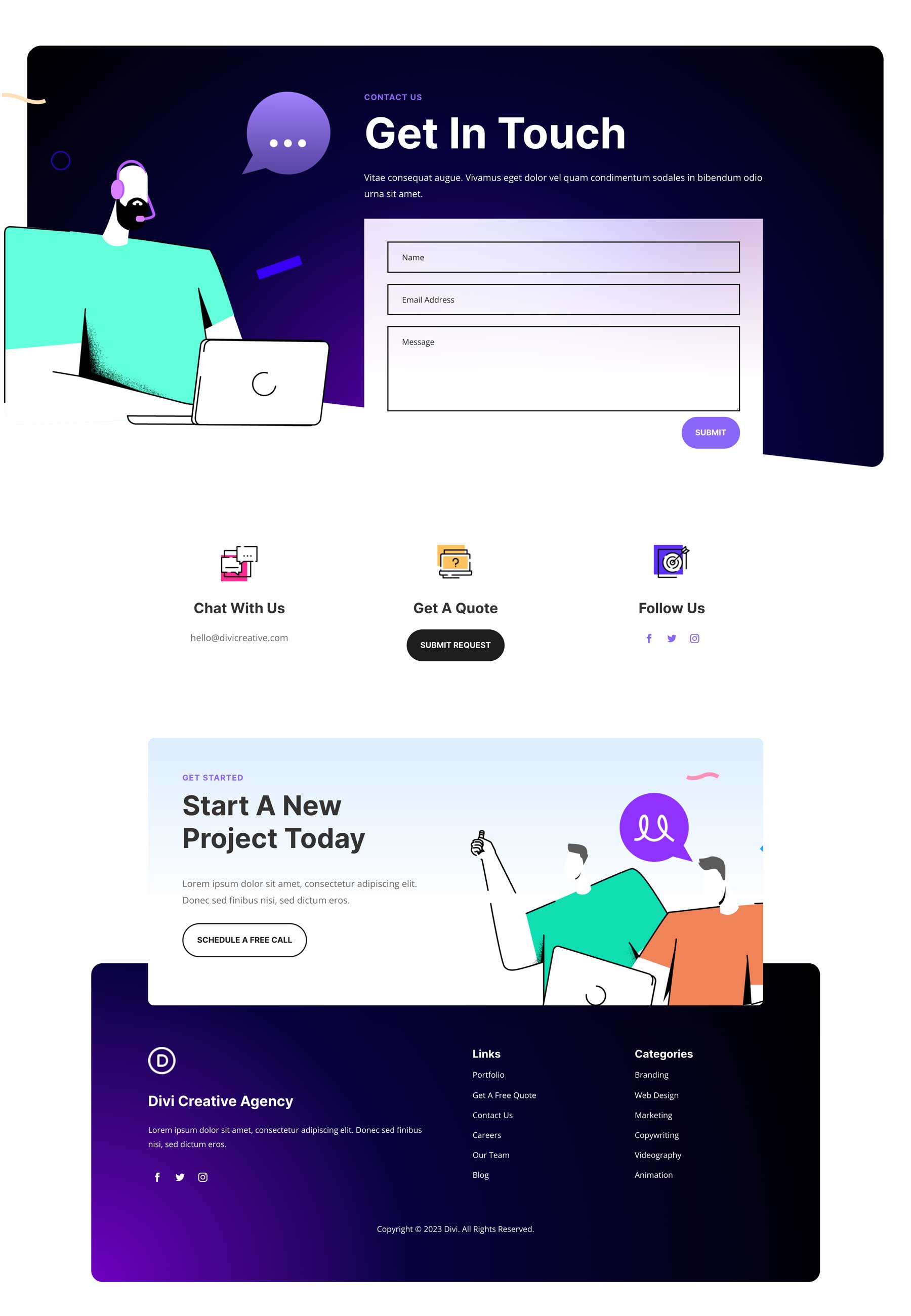 Marketing Contact Page Divi Layout By Elegant Themes