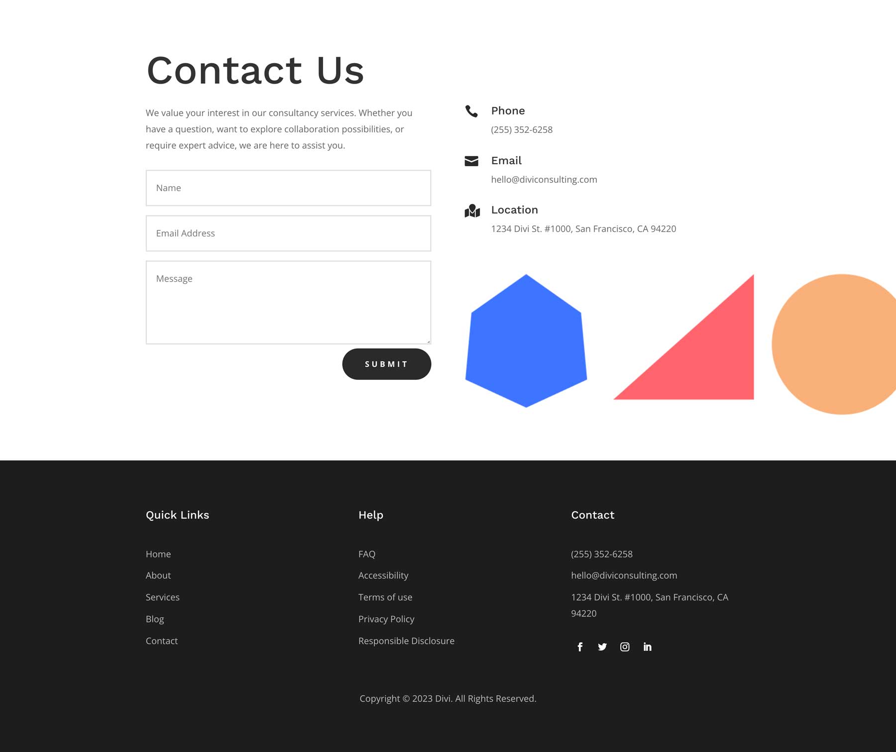 Consulting Contact Page Divi Layout by Elegant Themes