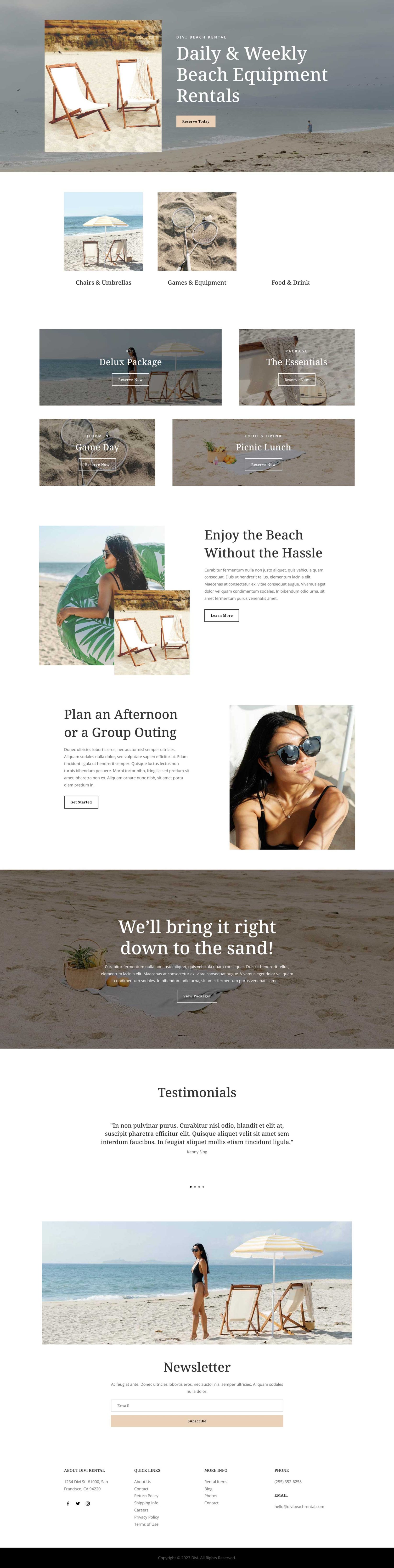 Beach Rentals Landing Page Divi Layout by Elegant Themes