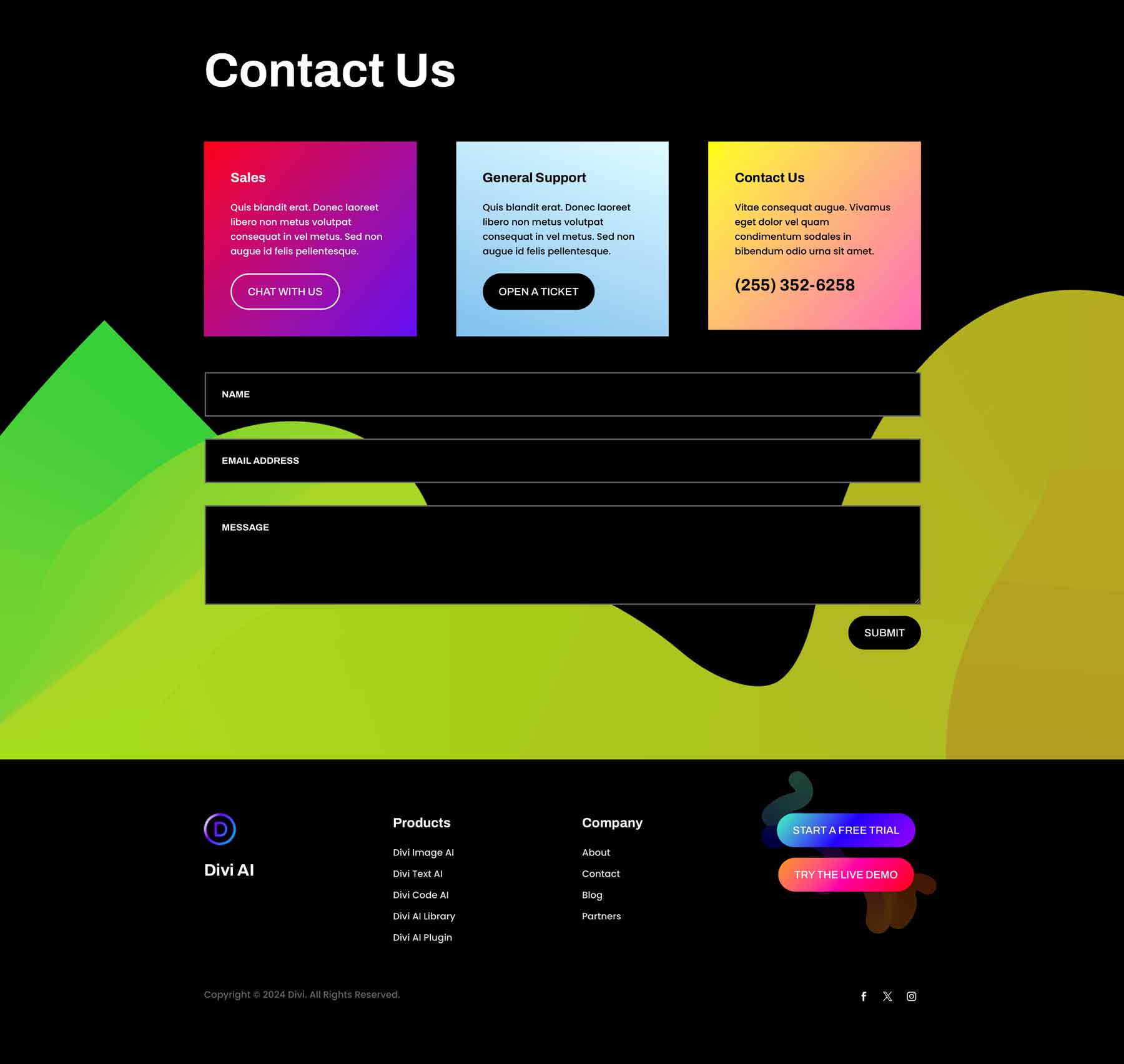 AI Contact Page Divi Layout by Elegant Themes