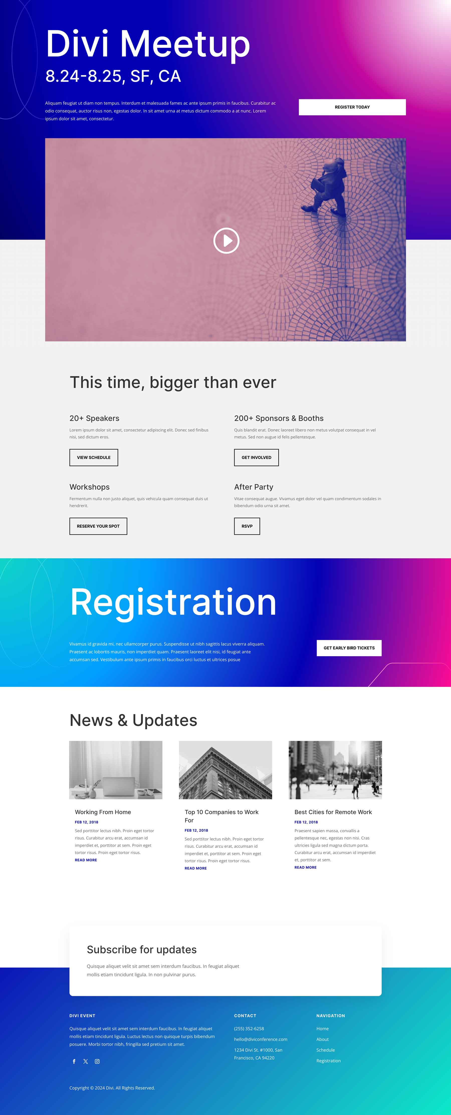 Conference Event Home Page Divi Layout By Elegant Themes